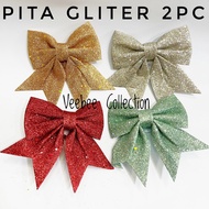 Glitter Ribbon 2pc 422 423 / hampers ribbon / Christmas tree decorative ribbon / Christmas toys