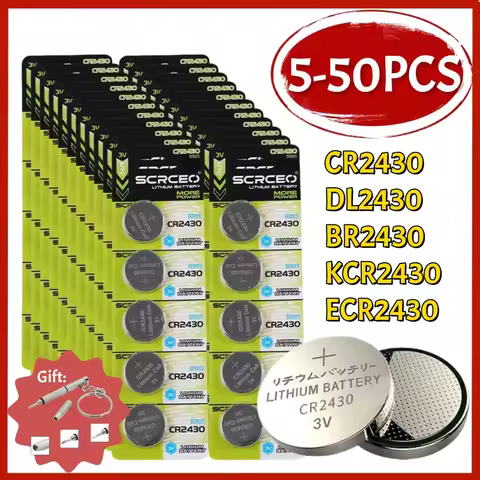 5-50PCS CR2430 Lithium Battery DL2430 BR2430 3V 270mAh Button Coin Batteries for Key Fob Watch Alarm