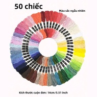 Bộ 50 Bộ Chỉ Thêu Bằng Vải Cotton Và Lụa Cầu Vồng Để Làm Vòng Tay DIY - Sợi Thủ Công 100% Polyester