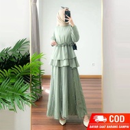 Top NEW ARRIVAL - GAMIS POLOS KOMBINASI BRUKAT SANIA DRESS MAXI GAUN P