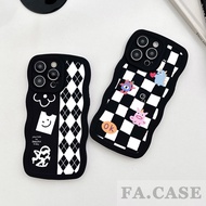 Casing for OPPO Reno3 4 5 6 7 Z 5G 8 T 10 4G K10 Cute Face Smile Black Wave Case Cover 002