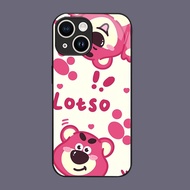 HW-9 Cute Strawberry Bear Glass Casing for iphone 11 Mini 13 12 Pro Max