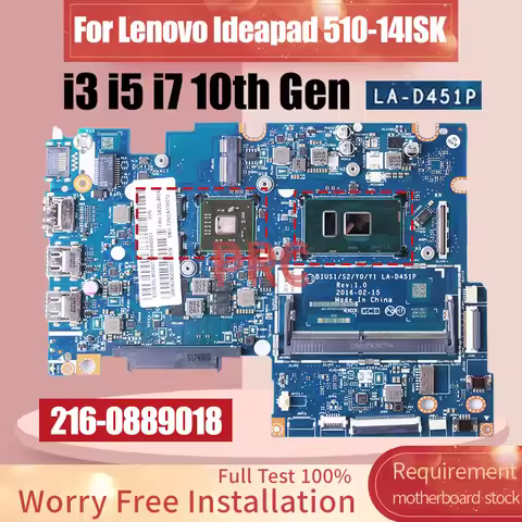 For Lenovo Ideapad 510-14ISK Laptop Motherboard LA-D451P 5B20L45883 5B20L45886i3 i5 i7 10th Gen GPU 