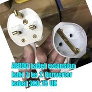 AEBDG COLOKAN LISTRIK SAMBUNGAN KAKI 3 KE KAKI 2 MODEL EU 2 PIN TO UK 3 PIN /Stop Kontak Kaki 3 Tiga