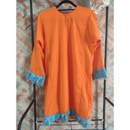 Preloved Baju Kurung Orange Lace Biru