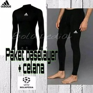 Paket Baselayer baju kaos futsal manset celana legging pria wanita