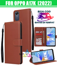 SARUNG BUKU  OPPO A17K - LEATHER CASE UNTUK OPPO A17K / FLIP WALLET UNTUK OPPO  A17K