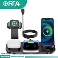 ที่ชาร์จแบบไร้สาย ORIA กับพอร์ต Lightning/C,3 In 1สถานีชาร์จไร้สายสำหรับ iPhone 15/14/13/12/11/Pro Max/XS/XR/X/8, AirPods,แท่นชาร์จมือถือสำหรับพิกเซล3/3XL, Samsung Galaxy และอุปกรณ์อื่นๆที่รองรับที่ชาร์จ QI ดำ