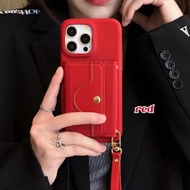 Skin feeling litchi leather with card holder iPhone case for iPhone11 15promax 15pro 15 14promax 14p