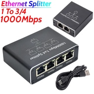 Ethernet Splitter 1 To 3/4 1000Mbps Internet Cable Splitter Gigabit Network Splitter RJ45 Ethernet S