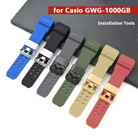 Resin Rubber Strap for Casio G-Shock GWG-1000GB Men Metal Ring Sport Waterproof Silicone Band Bracel