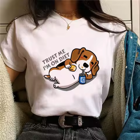 Beagle tshirt women comic Tee girl graphic funny Japanese clothes