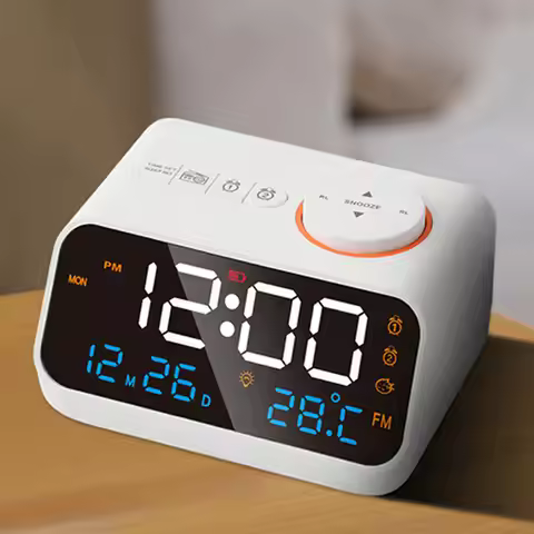 LED Digital Alarm Clock Watch Table Electronic Desktop Clocks USB Wake Up FM Radio Acoustic Control 