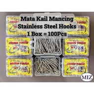 1 Box = 100Pcs Vietman Stainless Steel Fish Hooks (Ada Lubang) Saiz No 4 5 6 Fish Hooks Mata Kail Da