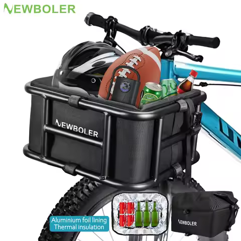 NEWBOLER E-Bike Luggage Rack Bag Heavy Metal Large Capacity Bicycle Rear Rack Basket Outdoor Travel 