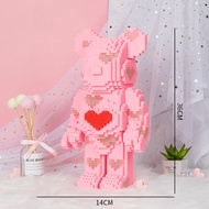 Bộ đồ chơi Lego BearBrick trái tim hồng Hanaxi H10