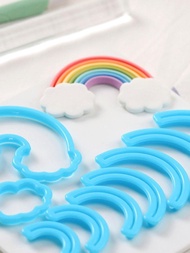 9入組彩虹和雲朵軟糖切割器套裝蛋糕紙杯蛋糕裝飾工具糖藝聚合物粘土口香糖糊餅乾餅乾切割器