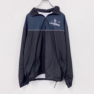 黑色和綠色古著的半拉鍊套頭防風夾克，小號