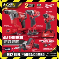 MILWAUKEE M12 FPP3N-402B Mega Combo Set M12 CH-0 + M12 FID-0 + M12 FPD-0 + M12CHZ-0 + 2 x M12 Bat 4.0Ah + Charger