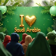 1ชิ้น ธงประจำชาติซาอุดิอาระเบียป้ายพื้นหลังตกแต่งปาร์ตี้วันหยุด 320X180ซม., 266.67X150ซม. ตกแต่งอเนก