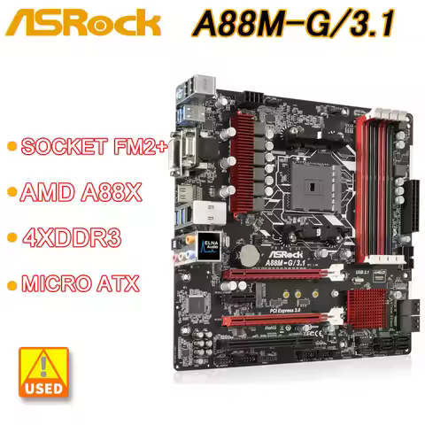 Socket FM2+ AMD A88X Motherboard ASRock A88M-G/3.1 4XDDR3 64GB USB 3.1 M.2 USB 3.1 Micro ATX Support