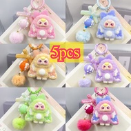5/1pcs Flocked Cartoon Bow Plush Keychains Toy Figurines Charm gift ideas for Friends