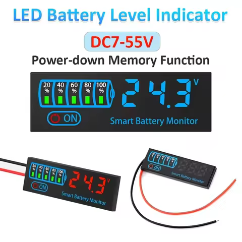 3S-14S DC7-55V Battery Level Indicator 12V 24V 36V 48V 18650 Lipo Lithium Battery Capacity Board Vol