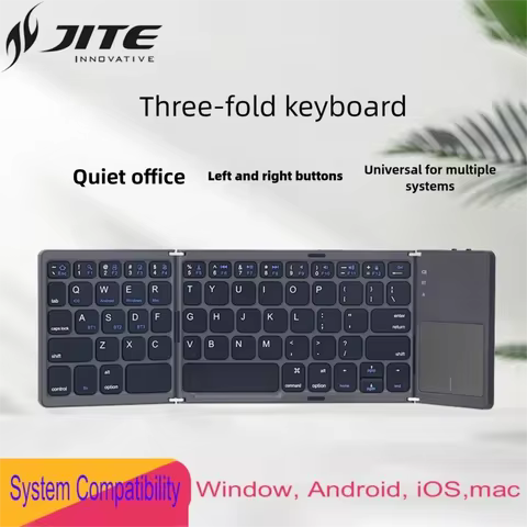 JITE Folding Keyboard Wireless Bluetooth Keyboard Mini Touchpad Wireless Rechargeable Ultra Slim Poc