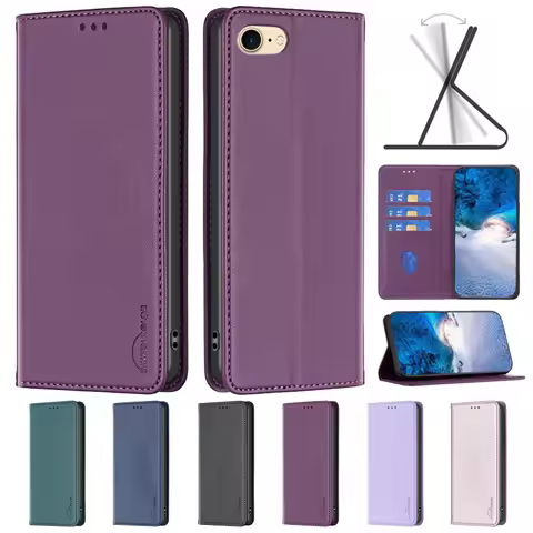 For iPhone SE 2022 Case Luxury Leather Flip Magnetic Phone Case on For Funda iphone SE 2022 2020 7 8