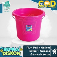 BUNTON Lion Star PL-4 Pail 4 Gallons 15 Liter Thick Handle Bucket for Washing Clothes Bathroom WC Cl