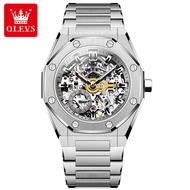 OLEVS 6669 Mechanical Men Sport Watch Gift Round-dial Stainless Steel Watchband Wristwatch Luminous