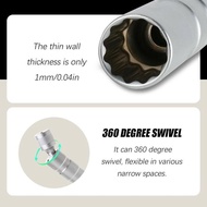 Car Spark Plug Socket Wrench, Magnetic Car Repair Tool, 12-Angle Wall Spark Plug Removal Tool