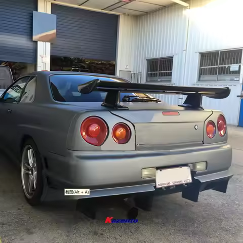 OE Style FRP Unpaint Rear Trunk Spoiler GT Wing For Nissan Skyline R34 GTR GTT