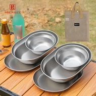 HILABEE Stainless Steel Plates And Bowls, Camping Set, Camping Utensil Set, Camping