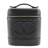 【日本直運】香奈兒 CHANEL Vanity 梳妝包 手提包 A01998 魚子醬皮革 黑色 女性【二手】
