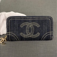 Chanel深藍牛仔錢包