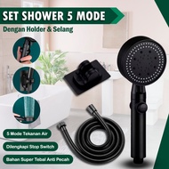Black Shower 5 Mode Set Hose Holder – Handheld Shower Bathroom Shower 5 Modes Complete Package Premi