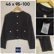 Black GU Cardigan O Neck Size S Fit M Women's Thick Tweet Knit Cardigan KL005