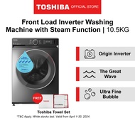 [FREE GIFT] [Pre-order] Toshiba T15 TW-BK115G4S(SK) Gray 12mins Quick Wash Front Load Washing Machine, 10.5kg, Water Efficiency 4 Ticks