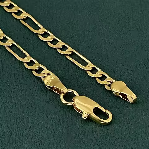 Luxury 24K 9999 Pure Gold real gold Men's and Women's 4MM 60cm 65cm 70cm Three-to-One Geometric Cuba