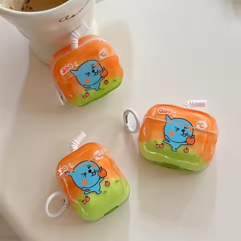 Cute Water Drop Orange Juice Earphone Case For Apple Airpods Pro 3 4 2 Cover Silicone Headphone Case