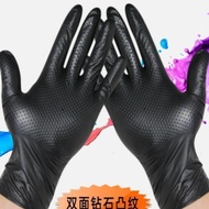 Anti-slip Wear-Resistant Labor Protection Gloves Thickened Thick Black Diamond Pattern Pure Nitrile Gloves Wear-Resistant Anti-Slip Oil @