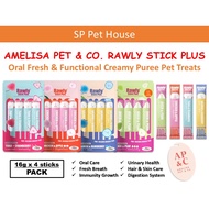 Amelisa Pet & Co. Rawly Stick Plus Oral Refresh Pet Puree (16g x 4 sticks / Pack) - Creamy Cat Dog L