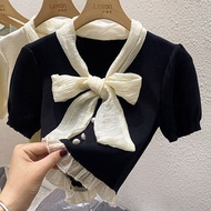 Bow V-Neck Small Chanel Style Knitted Sweater