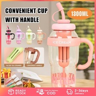 1300ml Macaron Tumbler With Straw Thermos Cup Large Capacity Water Bottle