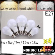 x4pcs LED BULB E27 holder (5w / 7w / 12w / 18w LED Bulb Frosted Globe Bulb Led Mentol (MGB)