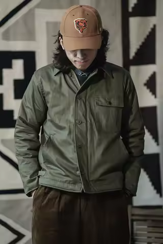 Non Stock Naval A-2 Deck Jacket Winter Men's Sherpa Lined Coat Army Green
