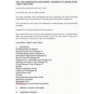 [LLB - UOL] EQUITY AND TRUST NOTES - BACHELOR OF LAWS DEGREE - UNIVERSITY OF LONDON (INTERNATIONAL P
