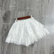 Chân Váy Ren Nữ Chân Váy 2 Tầng Chất Tơ Óng Cạp Chun Phối Viền Ren Hàn Quốc Midi Hottrend JUDIE.Clos