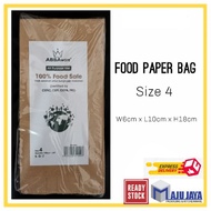 ABBAware Paper Bag 4s - Brown ( 100pcs± ) Food Grade - Disposable Paper Bag - Paper Bag 4 [Maju Jaya]
